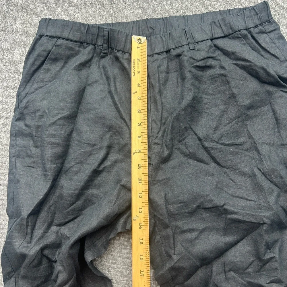Quince European Linen Pants Womens XL Black Elastic Waist Pocket